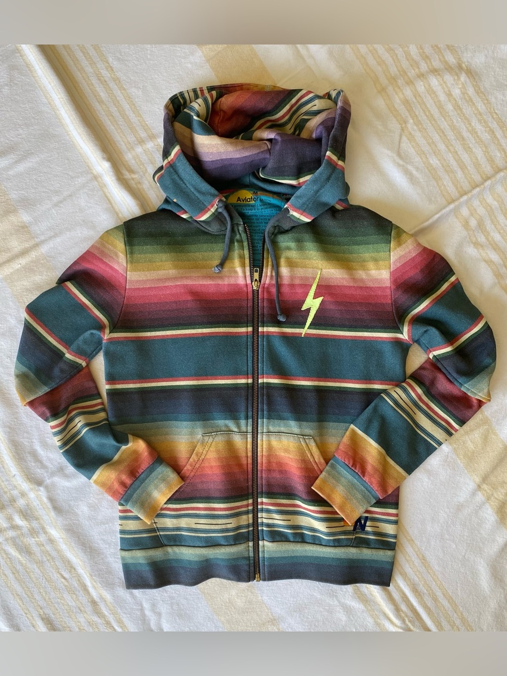 Aviator Nation 🎨 Serape Bolt Zip Hoodie Size M (Note on Grommet)